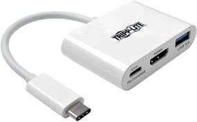 img 4 attached to 🔌 Tripp Lite USB C to HDMI Multiport Video Adapter Converter 1080p with USB-A Hub & USB-C PD Charging, Thunderbolt 3 Compatible, USB Type C, USB-C, USB Type-C (U444-06N-HU-C), White - Enhanced Connectivity and Charging Solution
