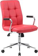 💺 enhance your workspace with the boss office products modern office chair: traditional style, red upholstery and chrome arms логотип