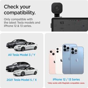 img 3 attached to 🚗 Spigen OneTap Tesla MagSafe Car Mount for Model 3 / Y / S (2021) / X (2021) Ford Mustang Mach-E | Compatible with iPhone 13 Pro Max 13/13 Pro 13 Mini/ 12 Series