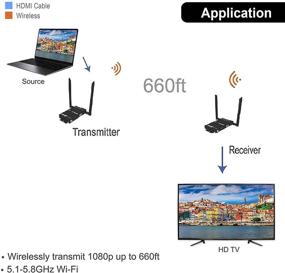 img 1 attached to 📶 J-Tech Digital Wireless HDMI Extender 1080p – Extended Range up to 660 ft, Transmitter & Receiver Kit with Selectable Frequencies, Minimized Interference, and IR Remote Control (4 Sets)
