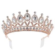 👑 weddingtopia crystal rose gold wedding tiara set - stunning rhinestone necklace, earring, and bridal tiara crown with side combs logo