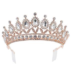 img 3 attached to 👑 Weddingtopia Crystal Rose Gold Wedding Tiara Set - Stunning Rhinestone Necklace, Earring, and Bridal Tiara Crown with Side Combs