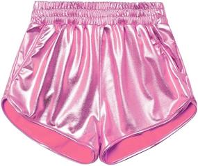 img 4 attached to 🌟 Mirawise Girls Metallic Shorts: Shimmering Hot Pants for Sparkly Dance Outfits - Short Pants