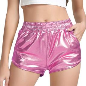 img 1 attached to 🌟 Mirawise Girls Metallic Shorts: Shimmering Hot Pants for Sparkly Dance Outfits - Short Pants