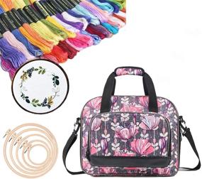 img 4 attached to 🌸 Stay Organized with the VOSDANS Embroidery Organizer Bag - Lightweight and Compact Storage Solution for Embroidery Kits - Purple Flower Design (Bag Only)