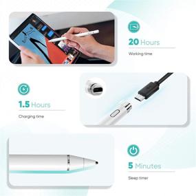 img 2 attached to 🖊️ ORIbox Stylus Pen for iPad, Digital Pencil - Ultra Fine Point, Universal for iPhone/iPad Pro/Mini/Air/Android/Microsoft/Surface and Other Touch Screens - Smooth Precision Capacitive Pen in E-White