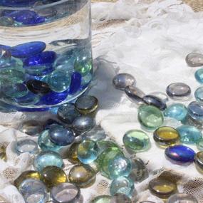 img 1 attached to 🔮 Стеклянные камни Liying Shop, 2 фунта плоских мраморных камней для наполнения вазы, рассыпчатого стола, аквариума, декорации на вечеринке, кристальные камни - многоцветные, примерно 180 штук.