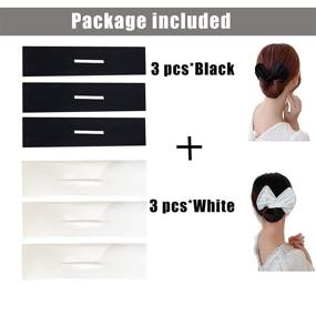 img 3 attached to 🎀 Set of 6 Hair Bun Makers for Women and Girls - Easy DIY Donut Bun Maker with Fast Cloth Magic Clip - Create Perfect French Twist Buns (3 Black, 3 White)