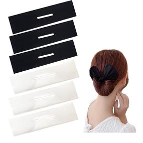 img 4 attached to 🎀 Set of 6 Hair Bun Makers for Women and Girls - Easy DIY Donut Bun Maker with Fast Cloth Magic Clip - Create Perfect French Twist Buns (3 Black, 3 White)