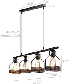 img 3 attached to 💡 Modern Industrial Kitchen Island Chandelier: 4-Light Pendant Lighting Fixture with Paint Finish Cage Lampshade