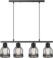 💡 modern industrial kitchen island chandelier: 4-light pendant lighting fixture with paint finish cage lampshade логотип