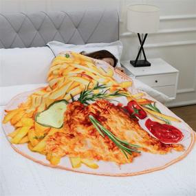 img 3 attached to 🐔 BATTILO HOME Chicken Food Blanket - Funny Soft Flannel Throw Blankets for Adults, Pets, Friends - Couch, Bed, Sofa, Travel - Diameter 59 inch