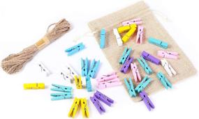 img 2 attached to 120 Pcs Colorful Pastel Wooden Clothespins with Twine and Storage Bag - Paper Craft House Mini - Choice of Colors