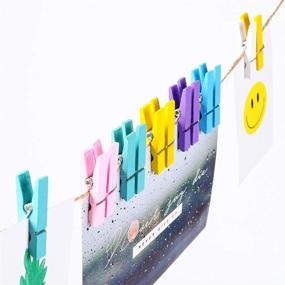 img 1 attached to 120 Pcs Colorful Pastel Wooden Clothespins with Twine and Storage Bag - Paper Craft House Mini - Choice of Colors