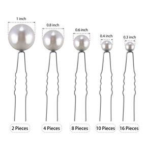 img 1 attached to Stylish 40 Packs Pearl Hair Pins Combo for Elegant Wedding Hairdos - Mix Sizes Ideal for Brides and Bridesmaids