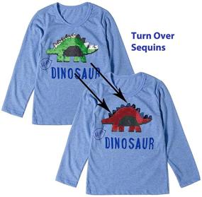 img 2 attached to Dino-mite! Little Kids' Flip Sequin Dinosaur Shirt: Cool Cotton T-Rex Tee for Trendy Toddlers