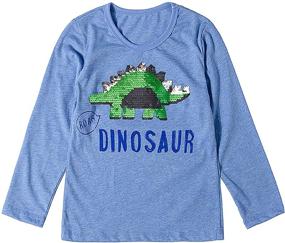 img 4 attached to Dino-mite! Little Kids' Flip Sequin Dinosaur Shirt: Cool Cotton T-Rex Tee for Trendy Toddlers