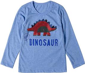 img 3 attached to Dino-mite! Little Kids' Flip Sequin Dinosaur Shirt: Cool Cotton T-Rex Tee for Trendy Toddlers