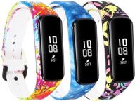 🏼 3 pack pattern replacement bands for samsung galaxy fit 2 sm-r220 - waterproof sport watch bands for women and men - compatible with galaxy fit 2 smart watch logo