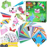 🎨 300 vibrant origami papers kit for kids crafts: includes 100 origami objects, instruction book, gift box – ideal for beginners, children, and adults to discover the joy of handmade origami creation logo