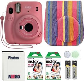 img 3 attached to Fujifilm Instax Mini 11 Camera Bundle: Case, Fuji Instant Film (20 Sheets), and Photo Album - Flamingo Pink
