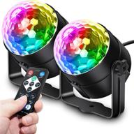 🎉 apeocose 2-pack disco ball party lights with wireless remote: vibrant rgb rotating dj strobes, perfect for christmas, new year's eve, dance parties, and kids birthday celebrations! логотип