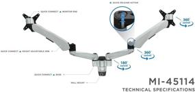 img 1 attached to 🖥️ Mount-It! Dual Monitor Wall Mount – Articulating Gas-Spring Arms, VESA 75x75mm & 100x100mm, 19.8 lb Capacity - Silver (MI-42114)