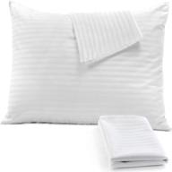 cotton sateen blend pillow protectors 20x30 queen size - 4pack | lab tested 450 🛏️ thread count | tight weave | ❤️life time replacement | premium quality | non noisy zip logo