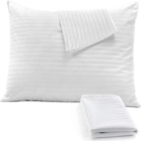 img 4 attached to Cotton Sateen Blend Pillow Protectors 20x30 Queen Size - 4Pack | Lab Tested 450 🛏️ Thread Count | Tight Weave | ❤️Life Time Replacement | Premium Quality | Non Noisy Zip