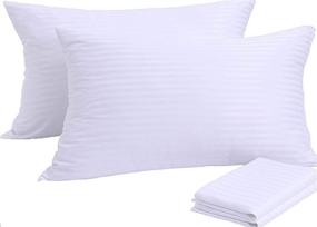 img 3 attached to Cotton Sateen Blend Pillow Protectors 20x30 Queen Size - 4Pack | Lab Tested 450 🛏️ Thread Count | Tight Weave | ❤️Life Time Replacement | Premium Quality | Non Noisy Zip