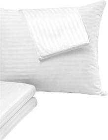 img 2 attached to Cotton Sateen Blend Pillow Protectors 20x30 Queen Size - 4Pack | Lab Tested 450 🛏️ Thread Count | Tight Weave | ❤️Life Time Replacement | Premium Quality | Non Noisy Zip