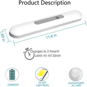 img 1 attached to 💡 Convenient and Versatile: 2 PCS LED Closet Lights with Motion Sensor and Large Battery for Stairs, Indoor, Kitchen, Hallway (White)