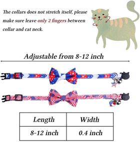 img 1 attached to 🐱 2-Pack of Fourth of July Cat Collars with USA Flag Stars, Bow Tie Bell, and Breakaway Feature - Adjustable Red, White, and Blue Collars for Cats and Kittens