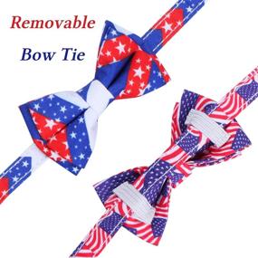 img 2 attached to 🐱 2-Pack of Fourth of July Cat Collars with USA Flag Stars, Bow Tie Bell, and Breakaway Feature - Adjustable Red, White, and Blue Collars for Cats and Kittens