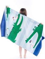 🏖️ copinkco kids beach towel - 31 x 63 inch large bath towel blanket for travel, swimming, camping, and picnic - seagull alligator logo