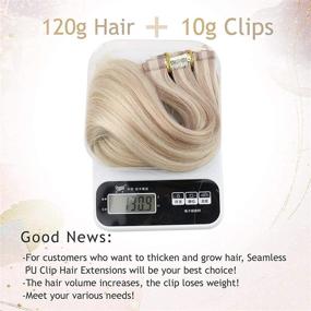 img 3 attached to 💇 Солнечные 130 г 7 шт. Балаяж от пепельного до платинового блонда - на клипсах накладные волосы - Стойкие, плотные натуральные волосы для полного покрытия головы - Длина 16 дюймов