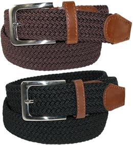 img 1 attached to 👨 Elastic Braided Stretch Silver Men's Belt Accessories by CTM