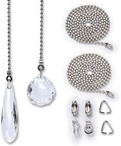 img 4 attached to 🌟 Enhance Your Fan with the Kinghouse Crystal Fan Pull Chain Set - 2 PCS of 35.4 inches Extension, Including Beaded and Pull Loop Connectors, Clear Crystal Prisms, 11.6 inches 3.2mm Beads
