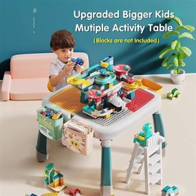 img 2 attached to 👶 GobiDex Larger Kids Activity Table and Chair Set for Older Kids Age 3+, 25x25x19.5in, Spacious and Sturdy Play Table Set Compatible with Classic Blocks. Water and Sand Table, All-in-One for Optimal Kids Growth