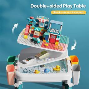 img 1 attached to 👶 GobiDex Larger Kids Activity Table and Chair Set for Older Kids Age 3+, 25x25x19.5in, Spacious and Sturdy Play Table Set Compatible with Classic Blocks. Water and Sand Table, All-in-One for Optimal Kids Growth