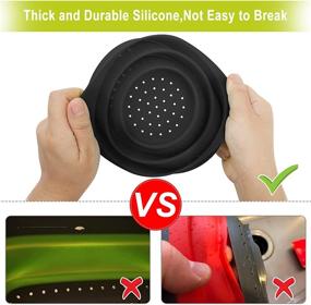 img 1 attached to 🍽️ 2-Pack of Collapsible Silicone Colanders with Handles - Portable Food Strainers for Veggies, Fruits, Pasta, Ideal for Camping, Travel, Picnic, Boat - Black Color