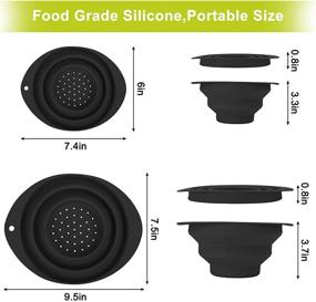 img 3 attached to 🍽️ 2-Pack of Collapsible Silicone Colanders with Handles - Portable Food Strainers for Veggies, Fruits, Pasta, Ideal for Camping, Travel, Picnic, Boat - Black Color