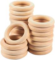 🔗 20 pack unfinished natural wooden rings for crafts and macrame | 2.2 inch size logo