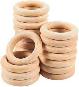 img 4 attached to 🔗 20 Pack Unfinished Natural Wooden Rings for Crafts and Macrame | 2.2 Inch Size