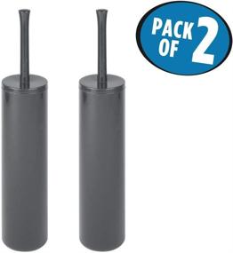 img 3 attached to 🚽 mDesign Charcoal Gray Toilet Bowl Brush and Holder Set - Space Saving, Sturdy, 2 Pack