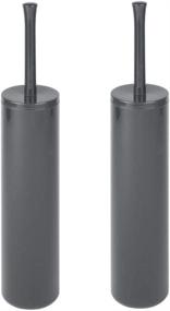 img 4 attached to 🚽 mDesign Charcoal Gray Toilet Bowl Brush and Holder Set - Space Saving, Sturdy, 2 Pack