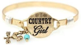 img 1 attached to 🐓 Charming Handmade Country Girl Bangle Bracelet with Rooster Weather Vane Charm