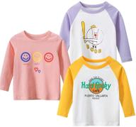 👕 adorable cartoon print long sleeve tops for boys and girls – rewangoing 3 pack cotton tees logo