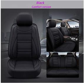 img 4 attached to 🚗 JOJOHON Universal Fit Luxury Leather Car Seat Covers 5 Seats Full Set SR247 (Black)