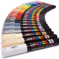 🖌️ uni posca pc-1m paint art marker pens - multi-surface pen set with 21 vibrant colors - ideal for fabric, glass, and metal logo